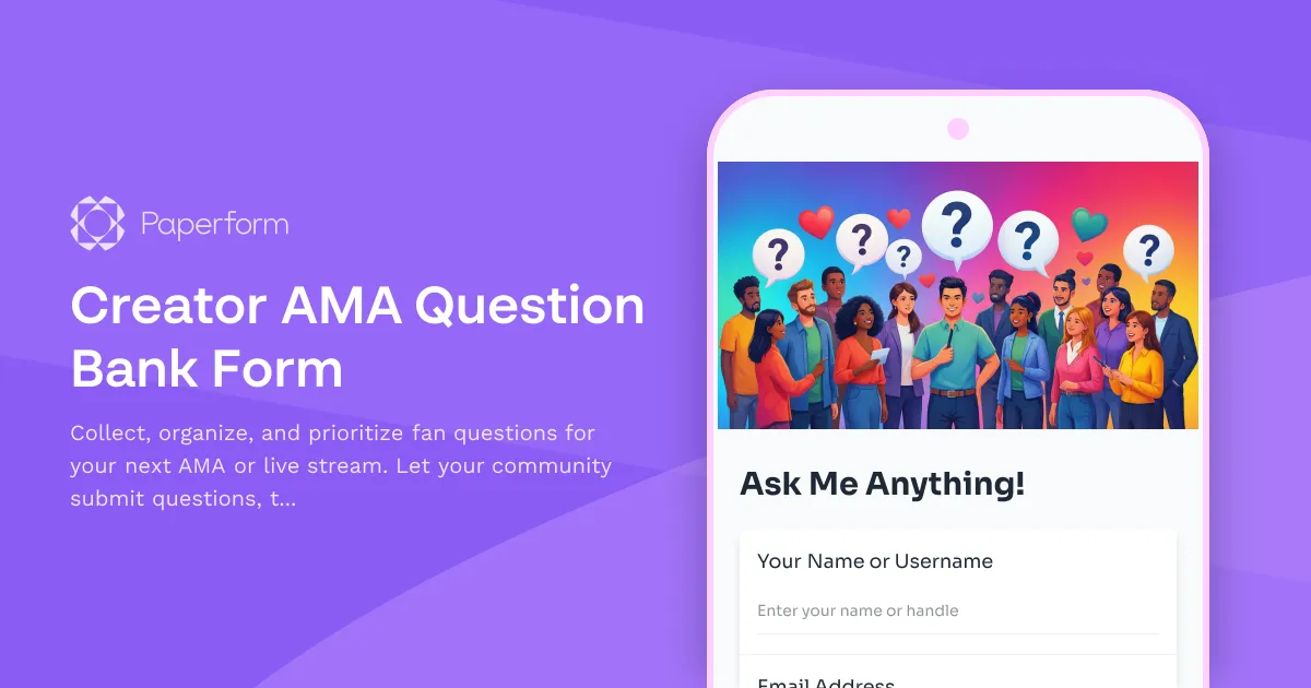 Creator AMA Question Bank Form