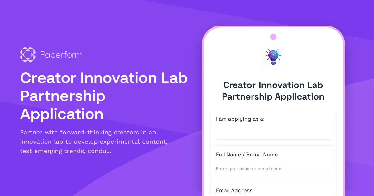 Creator Innovation Lab Partnership Application