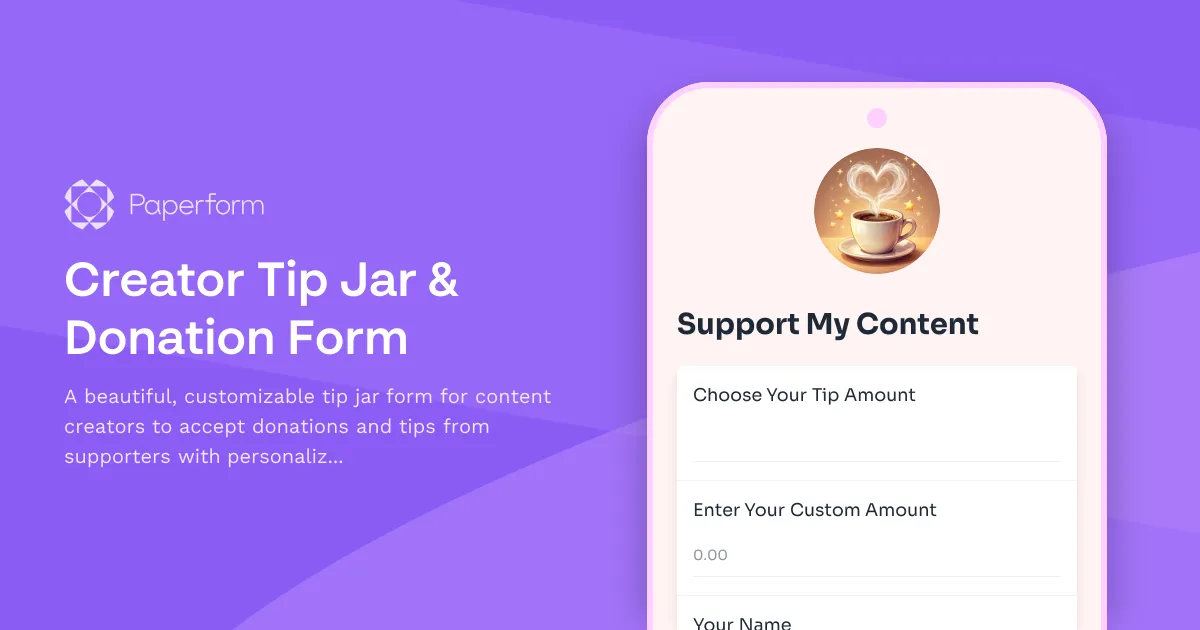 Creator Tip Jar & Donation Form