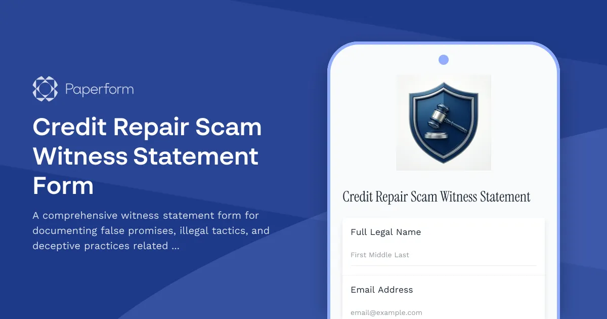 Credit Repair Scam Witness Statement Form