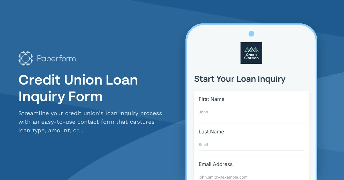 Credit Union Loan Inquiry Form