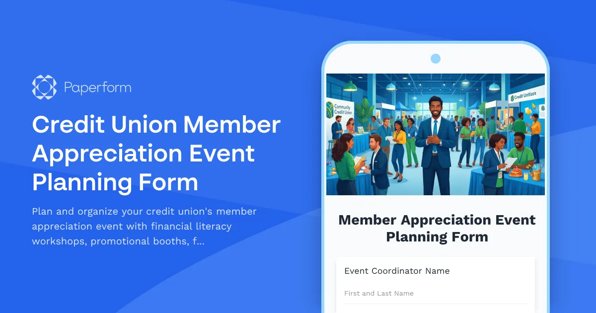 Credit Union Member Appreciation Event Planning Form