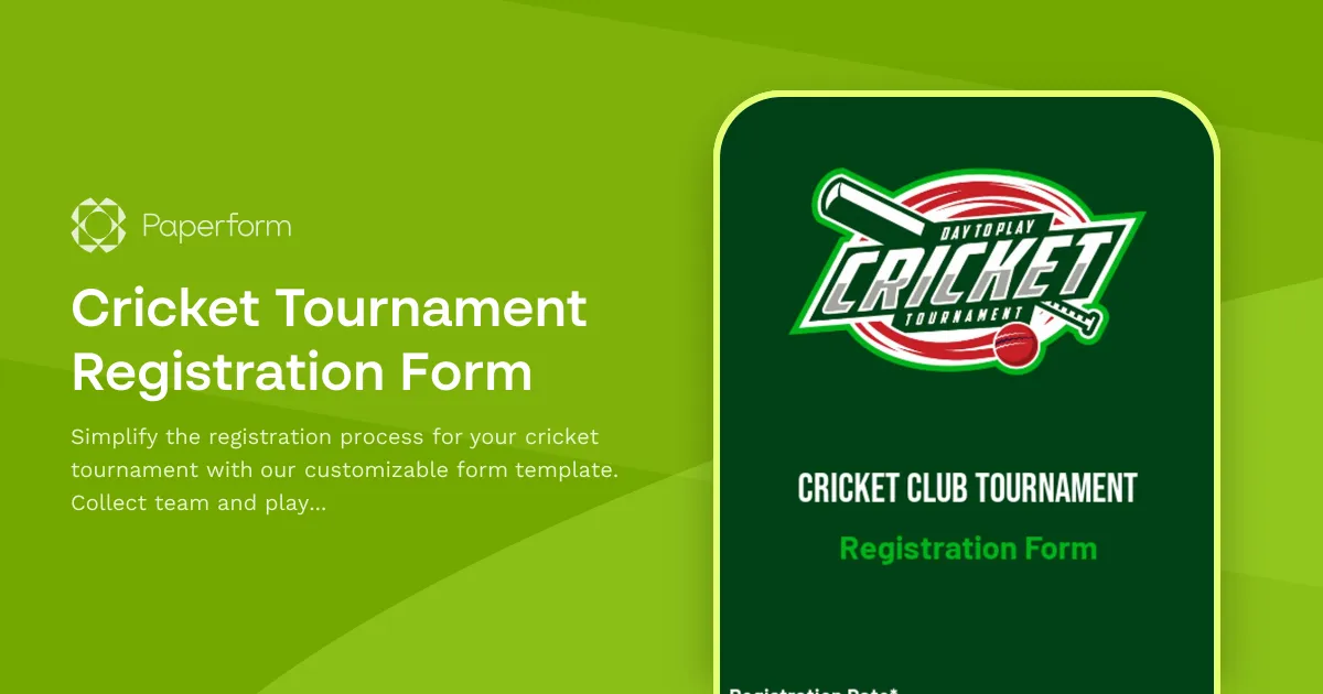 Cricket Tournament Registration Form