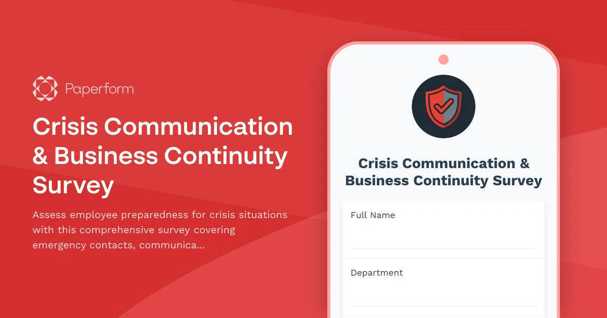 Crisis Communication & Business Continuity Survey