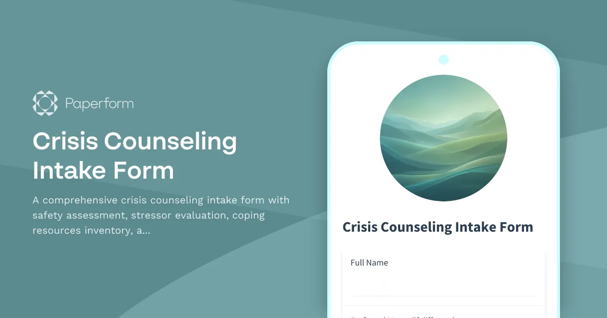 Crisis Counseling Intake Form