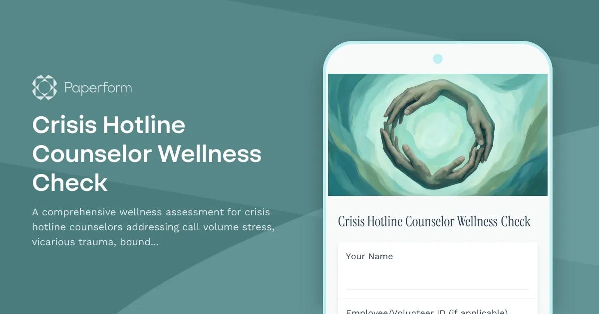 Crisis Hotline Counselor Wellness Check