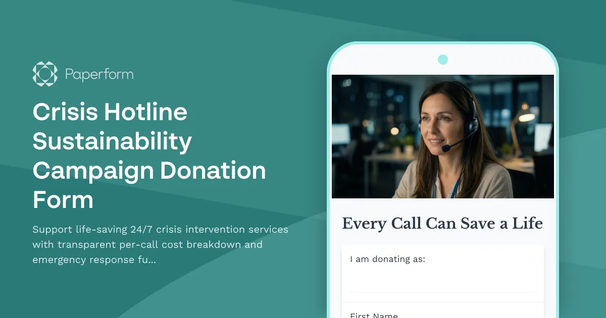 Crisis Hotline Sustainability Campaign Donation Form