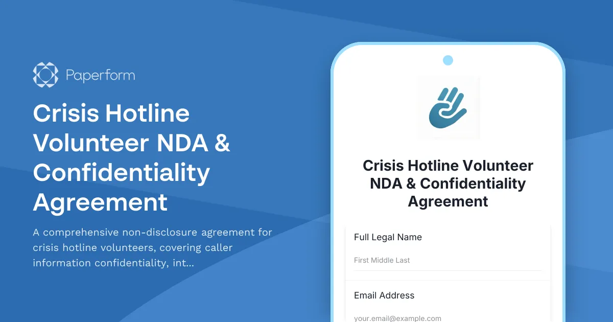 Crisis Hotline Volunteer NDA & Confidentiality Agreement
