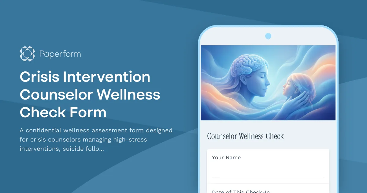 Crisis Intervention Counselor Wellness Check Form