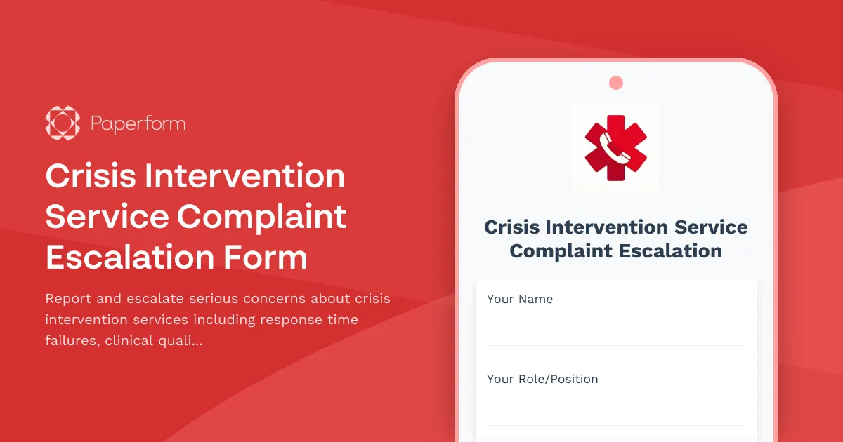 Crisis Intervention Service Complaint Escalation Form