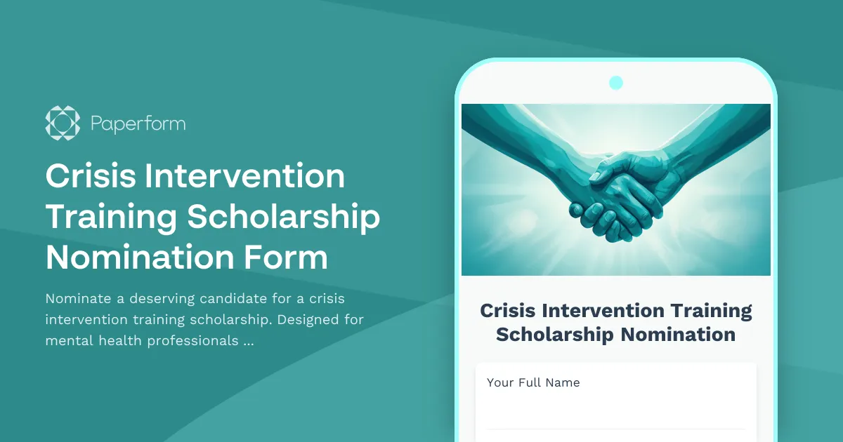 Crisis Intervention Training Scholarship Nomination Form
