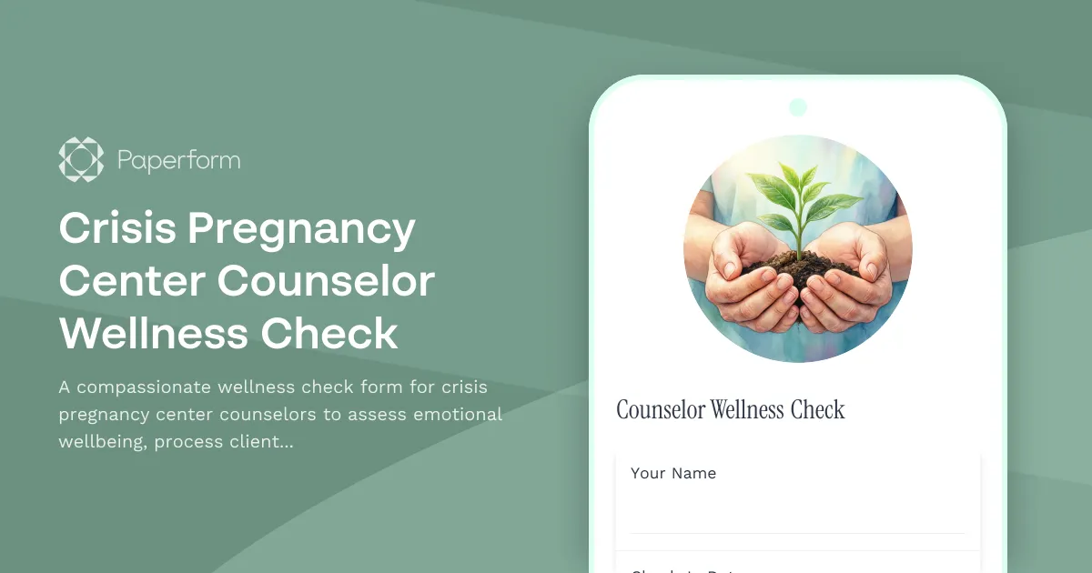 Crisis Pregnancy Center Counselor Wellness Check