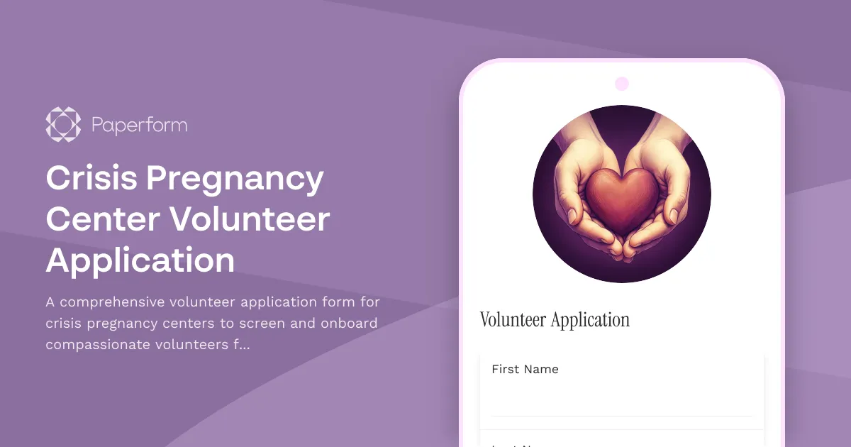 Crisis Pregnancy Center Volunteer Application