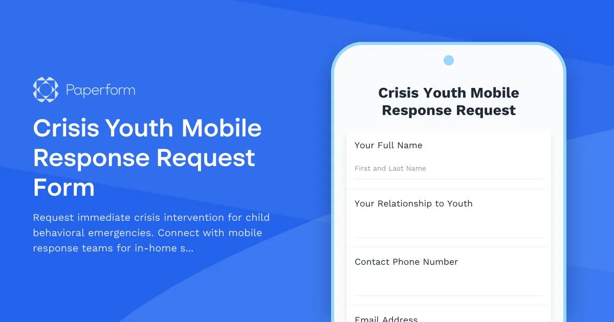 Crisis Youth Mobile Response Request Form