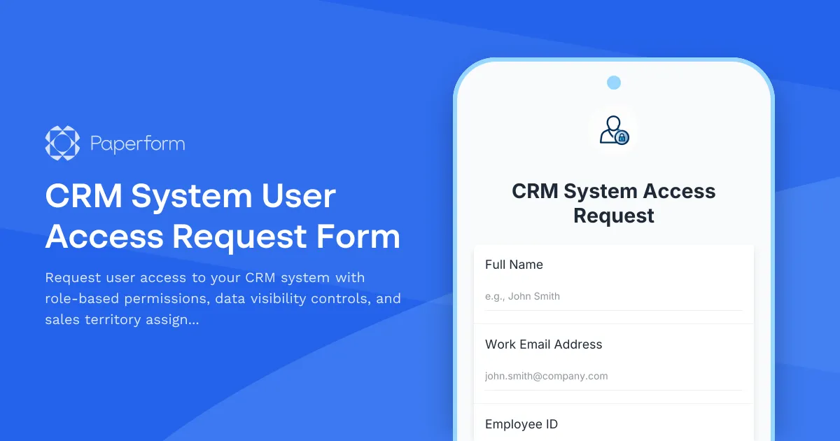 CRM System User Access Request Form