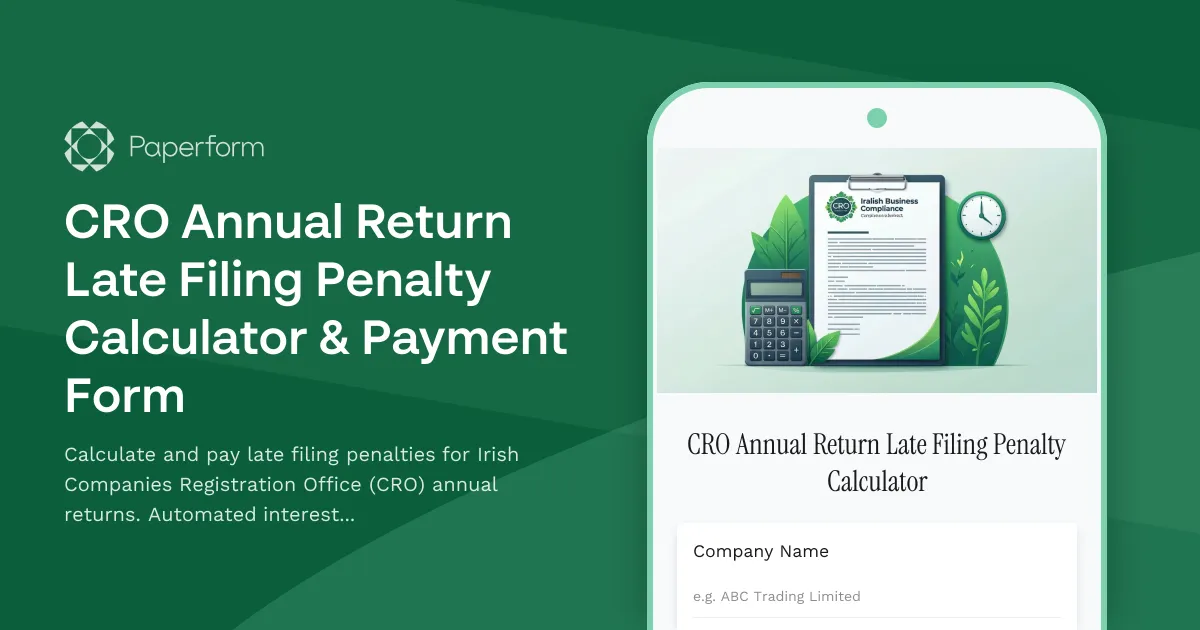 CRO Annual Return Late Filing Penalty Calculator & Payment Form