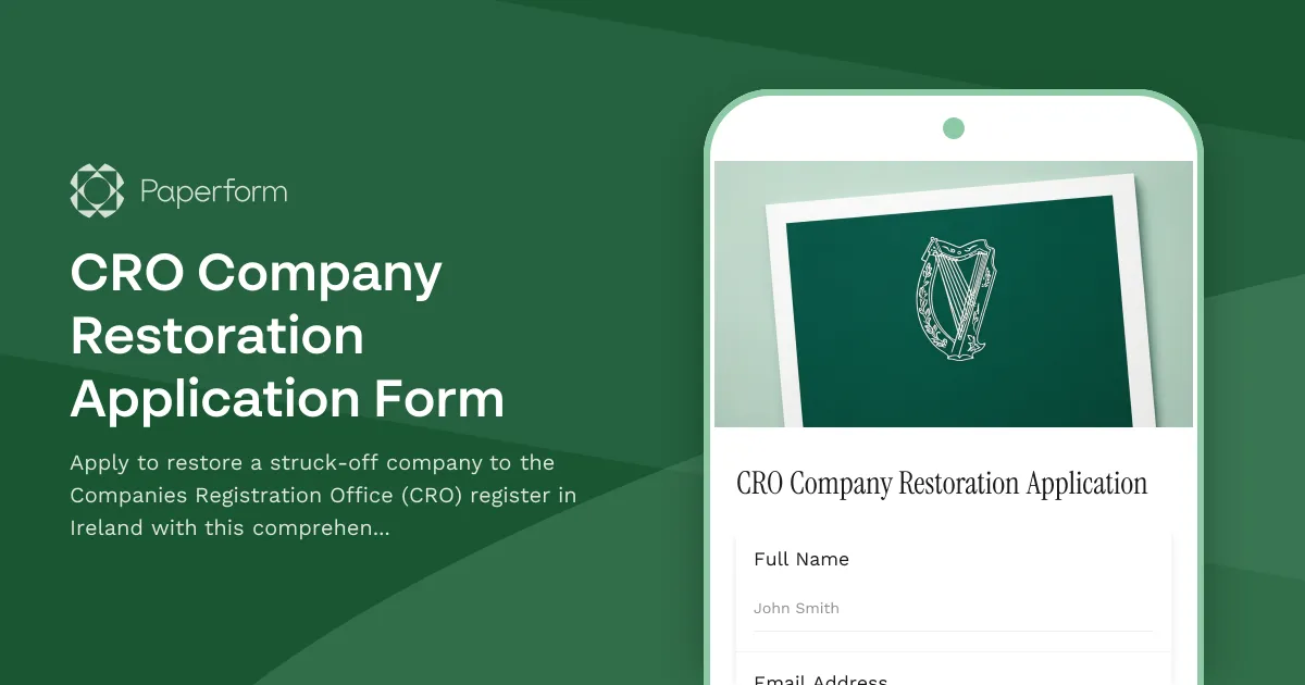 CRO Company Restoration Application Form