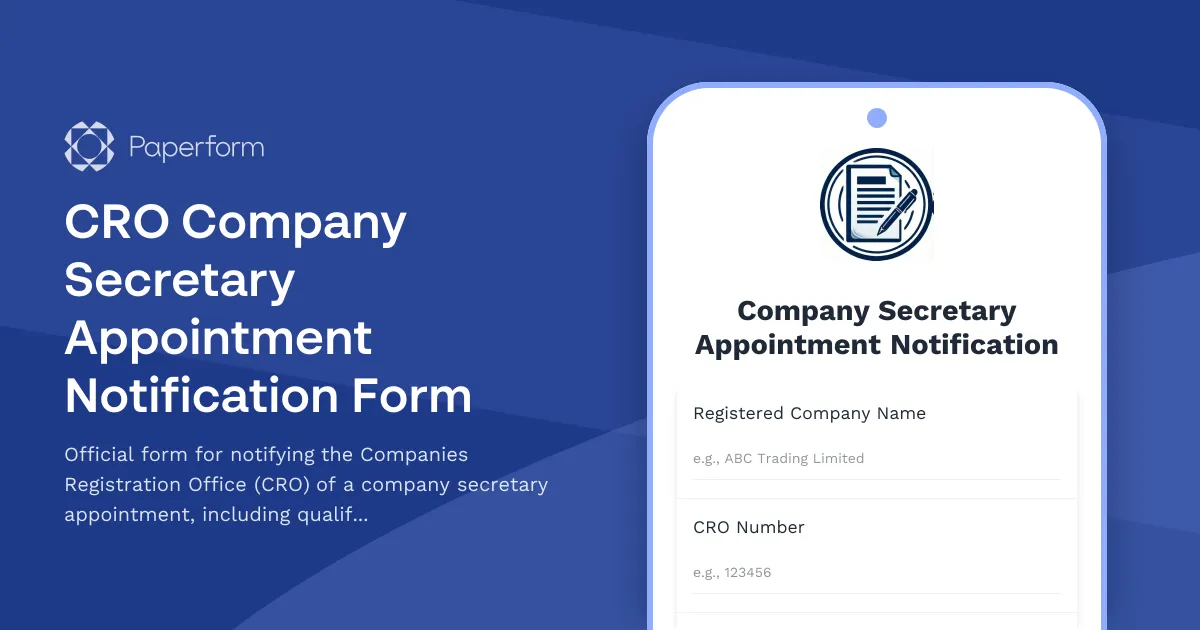 CRO Company Secretary Appointment Notification Form