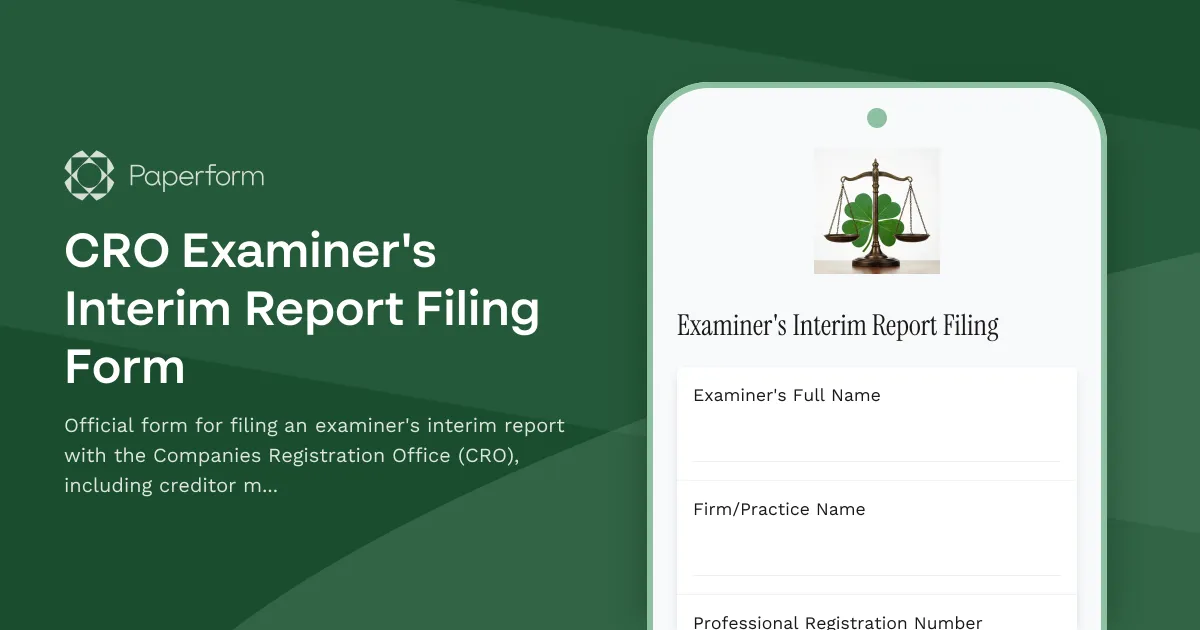 CRO Examiner's Interim Report Filing Form