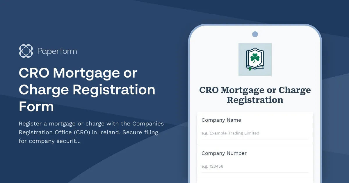 CRO Mortgage or Charge Registration Form