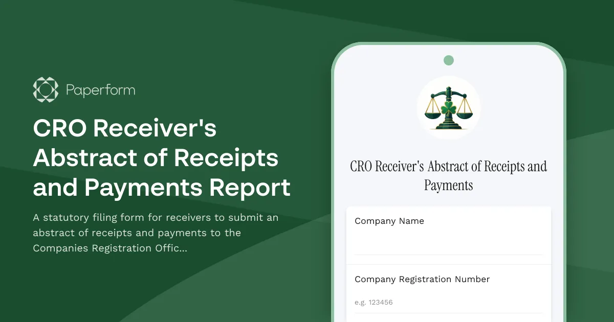 CRO Receiver's Abstract of Receipts and Payments Report
