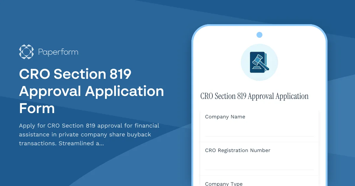 CRO Section 819 Approval Application Form