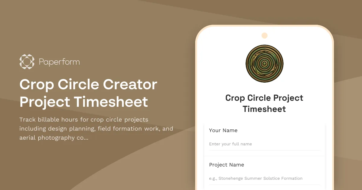 Crop Circle Creator Project Timesheet