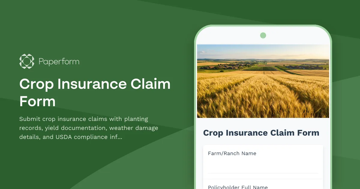 Crop Insurance Claim Form