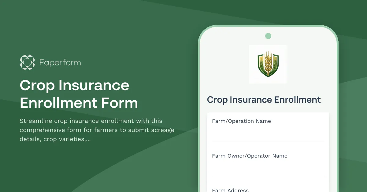 Crop Insurance Enrollment Form