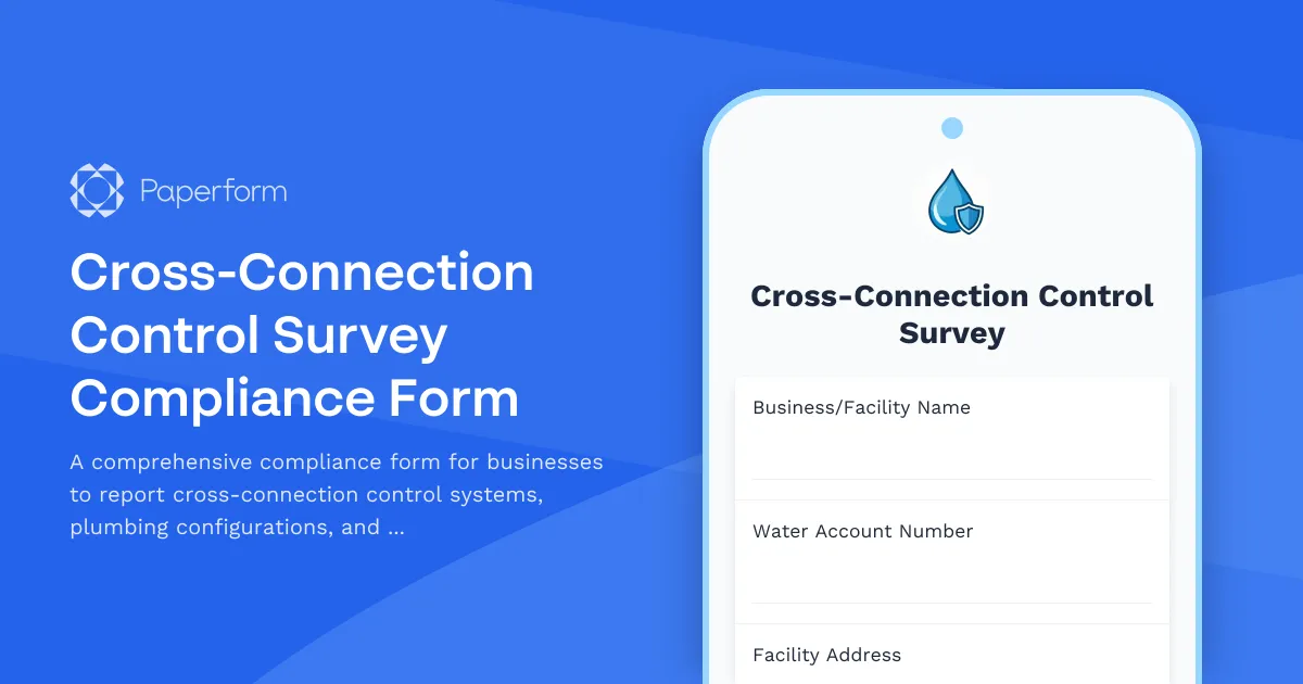 Cross-Connection Control Survey Compliance Form