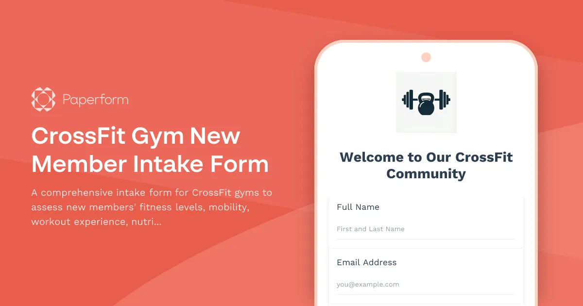 CrossFit Gym New Member Intake Form