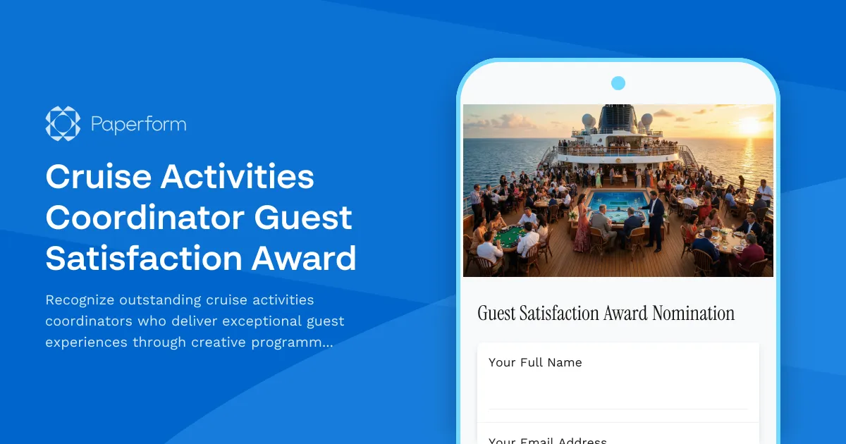 Cruise Activities Coordinator Guest Satisfaction Award