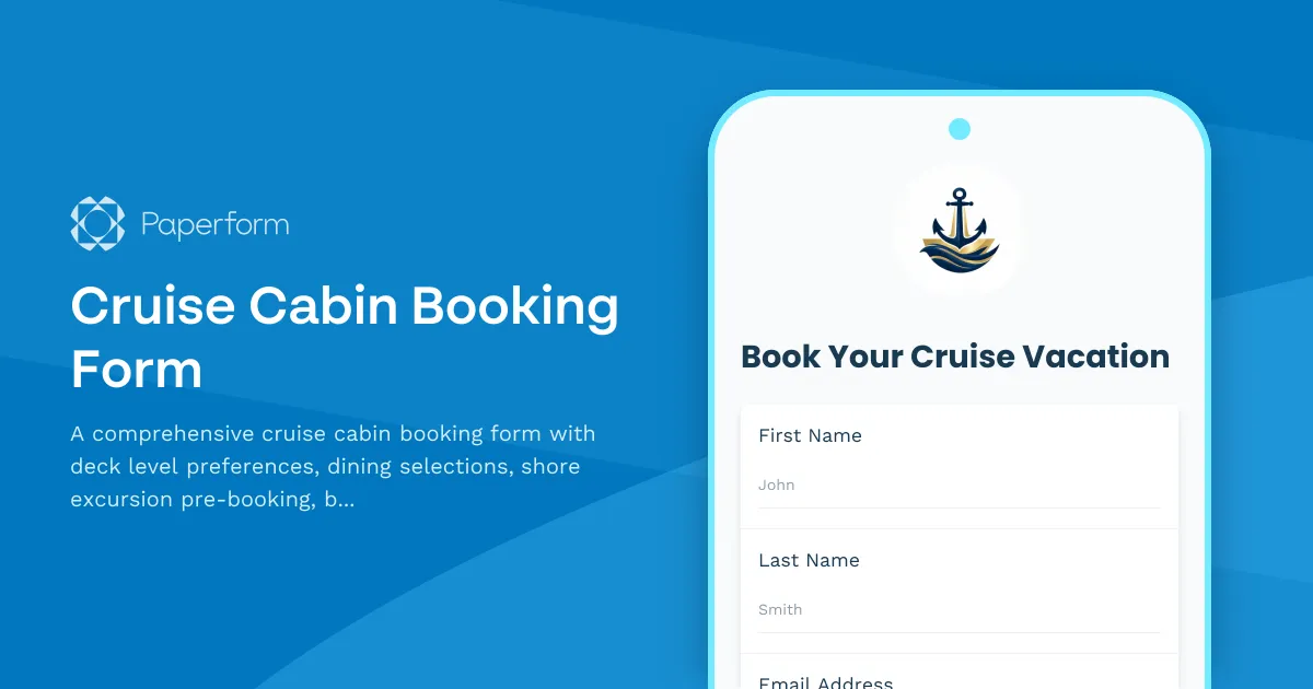 Cruise Cabin Booking Form