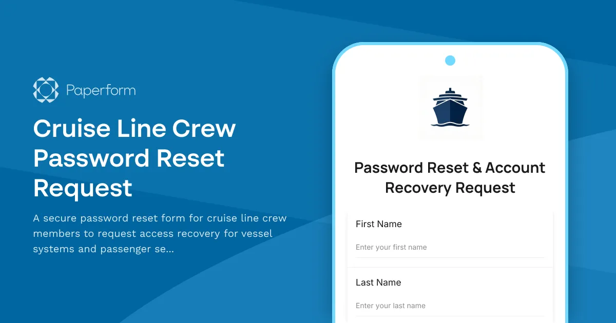 Cruise Line Crew Password Reset Request
