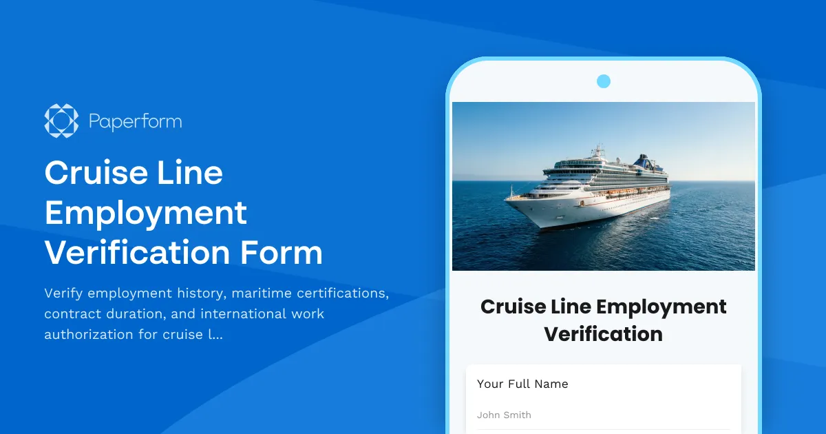 Cruise Line Employment Verification Form
