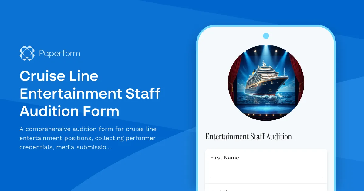 Cruise Line Entertainment Staff Audition Form