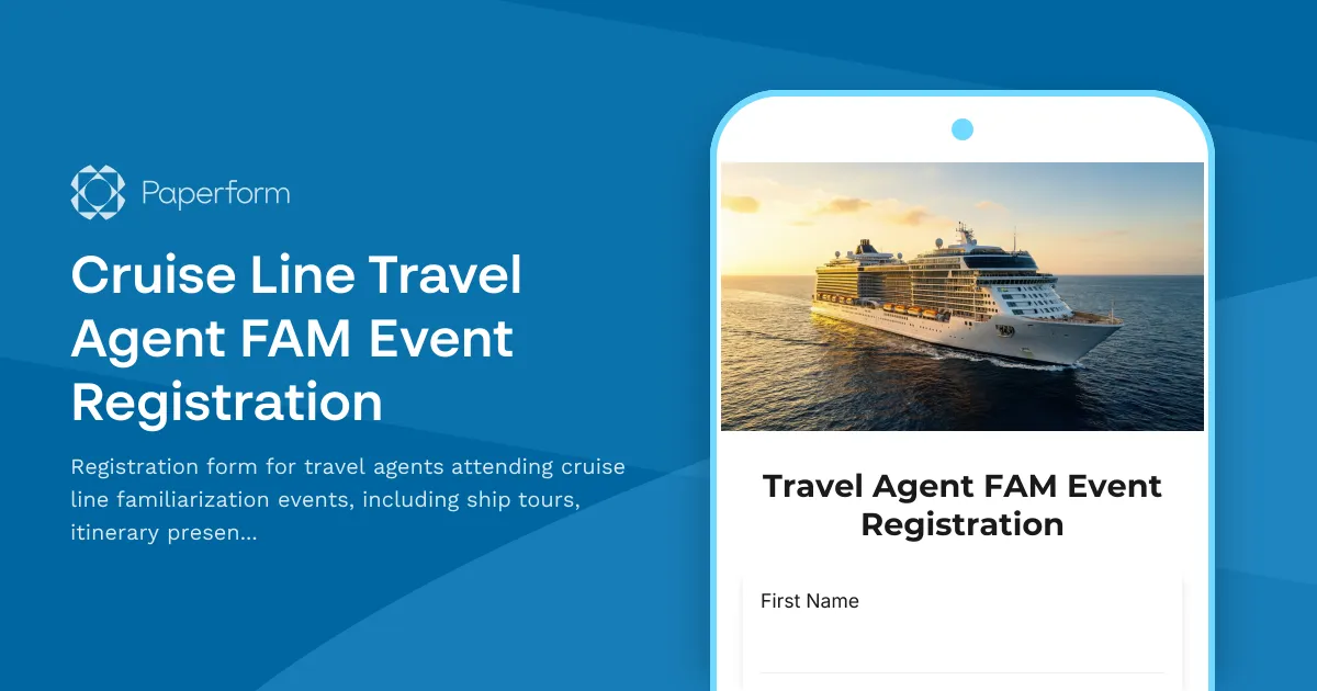 Cruise Line Travel Agent FAM Event Registration
