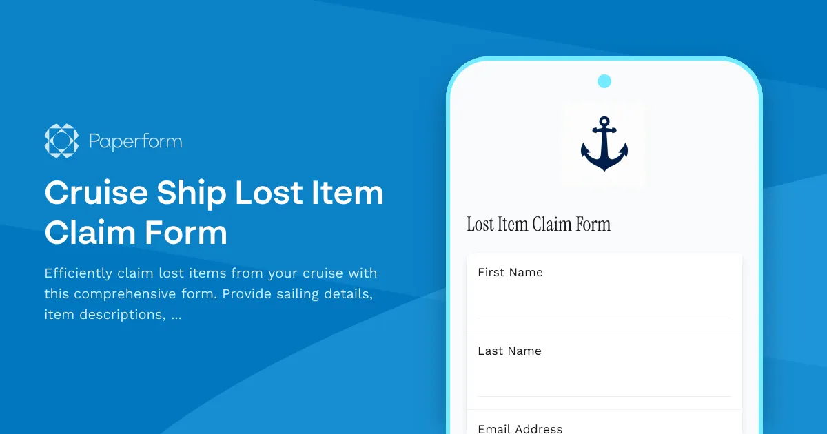 Cruise Ship Lost Item Claim Form