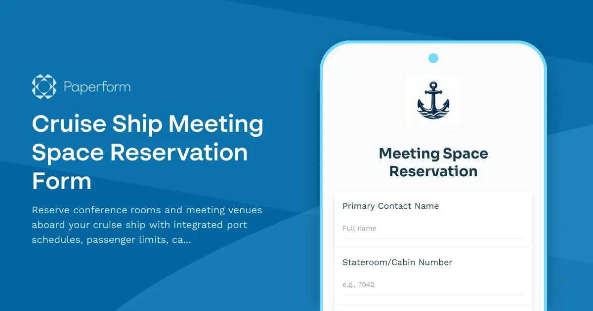 Cruise Ship Meeting Space Reservation Form
