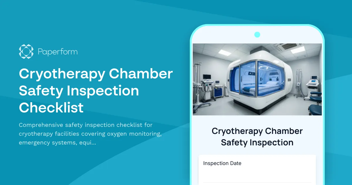Cryotherapy Chamber Safety Inspection Checklist