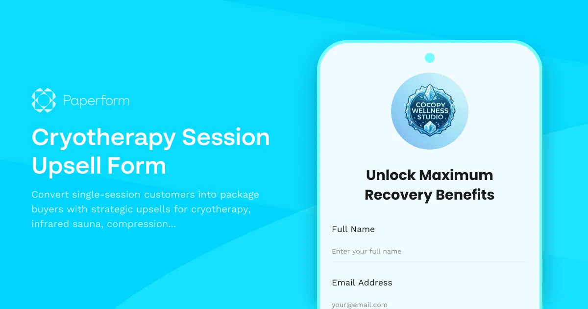 Cryotherapy Session Upsell Form