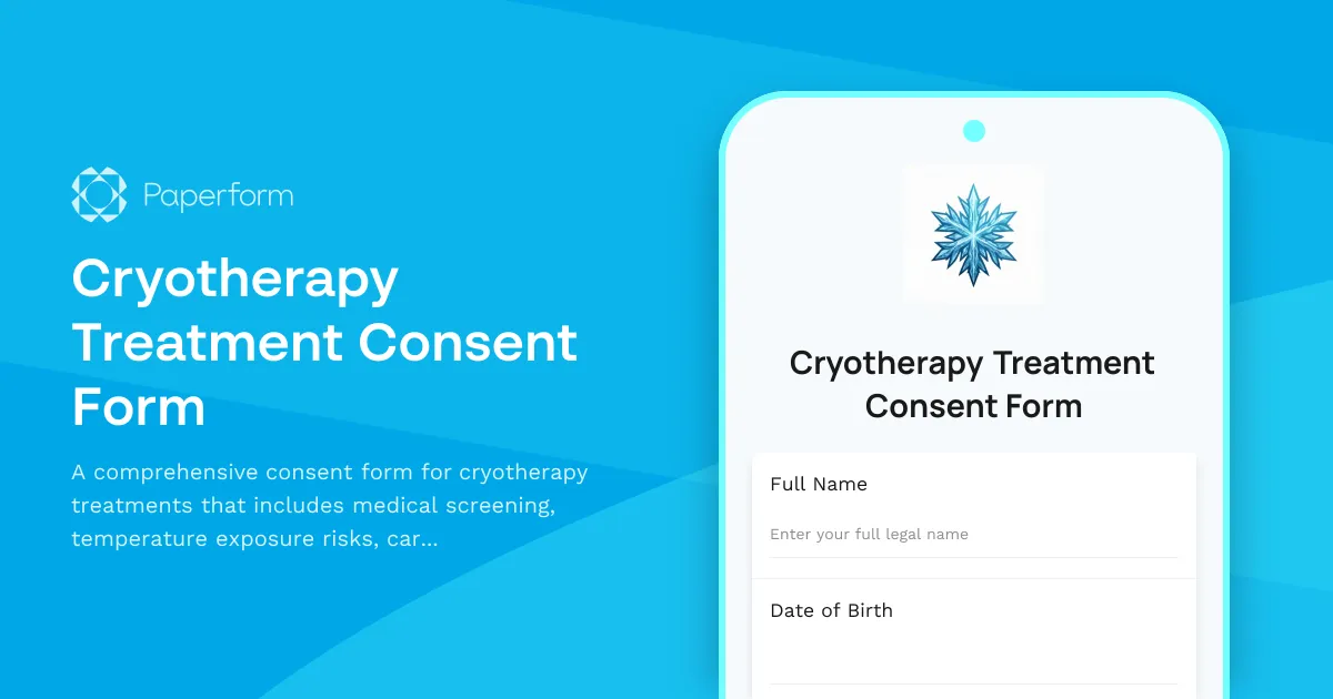 Cryotherapy Treatment Consent Form