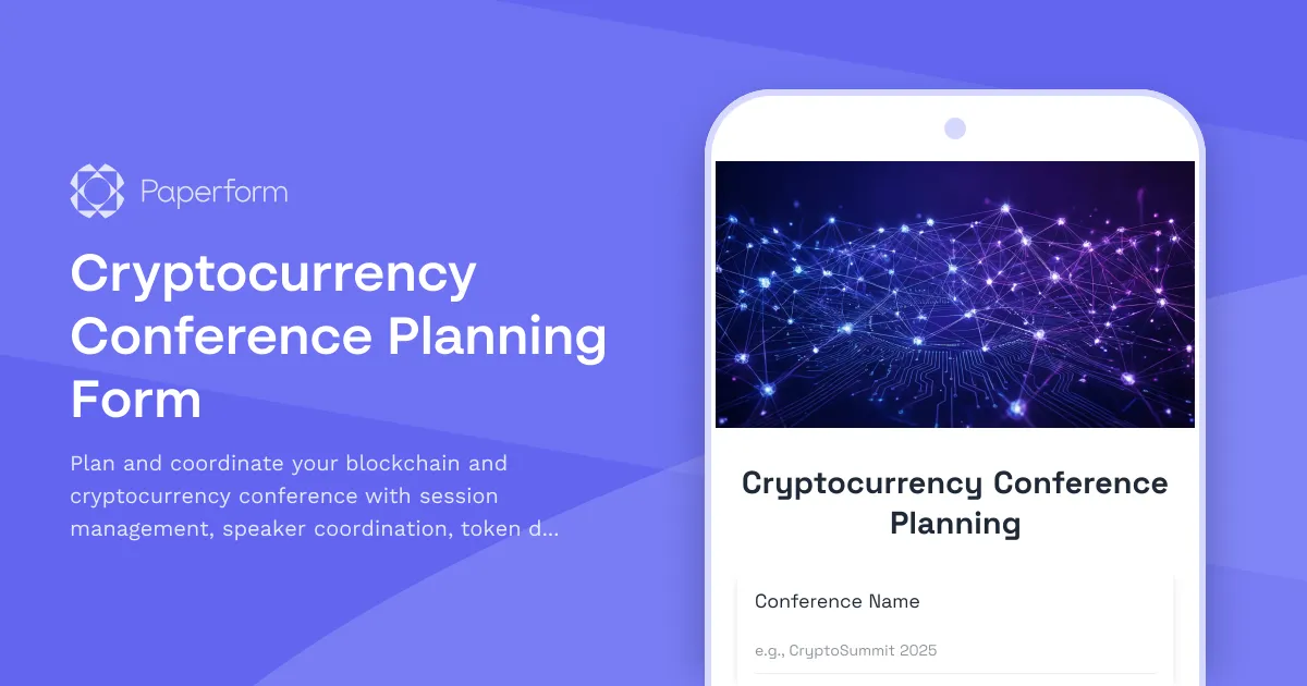 Cryptocurrency Conference Planning Form