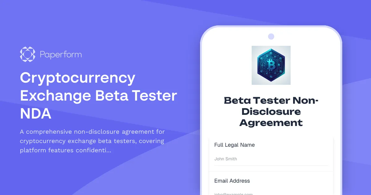 Cryptocurrency Exchange Beta Tester NDA