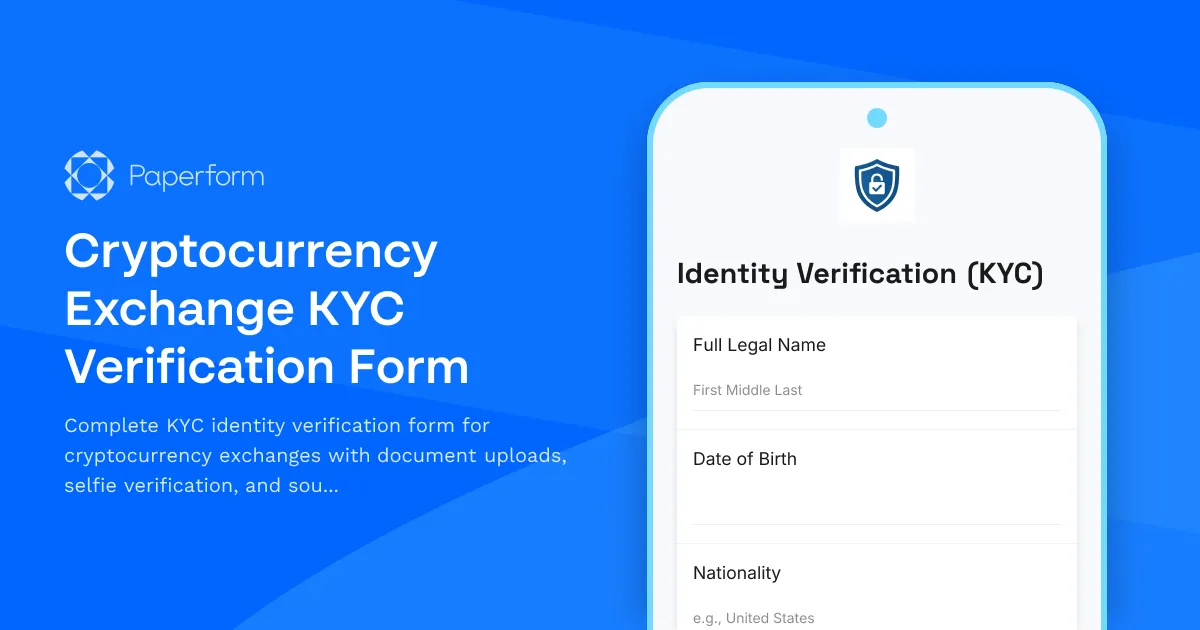 Cryptocurrency Exchange KYC Verification Form