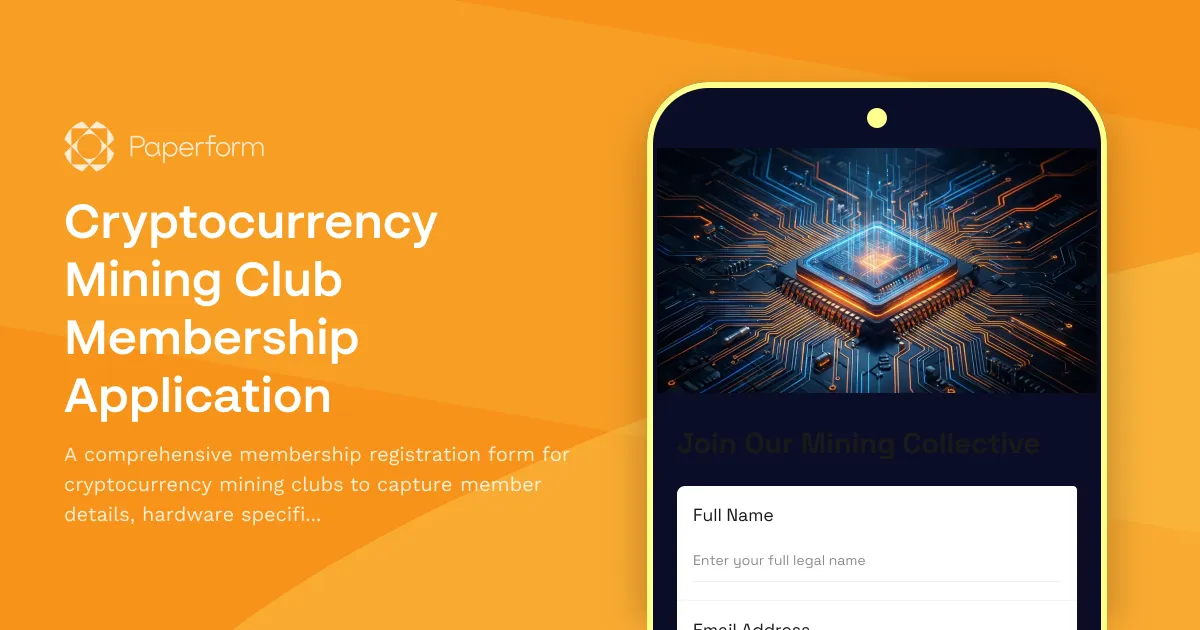 Cryptocurrency Mining Club Membership Application