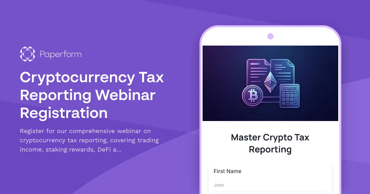 Cryptocurrency Tax Reporting Webinar Registration