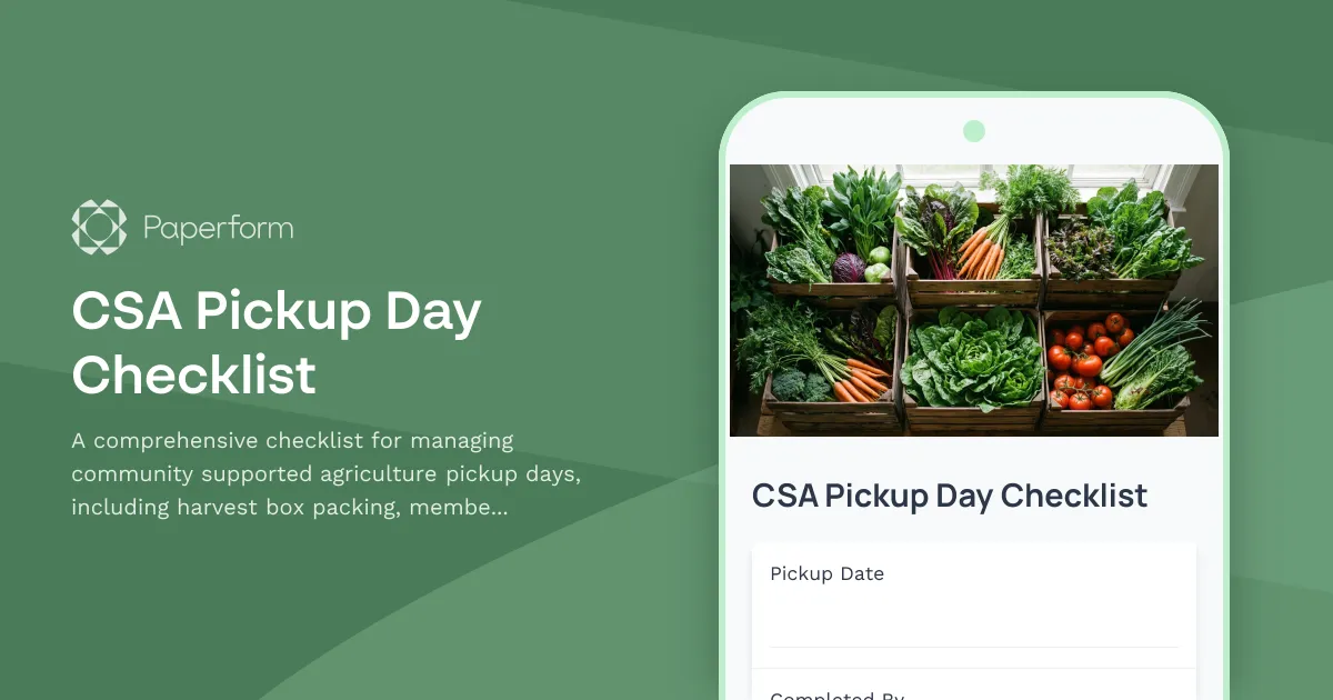 CSA Pickup Day Checklist