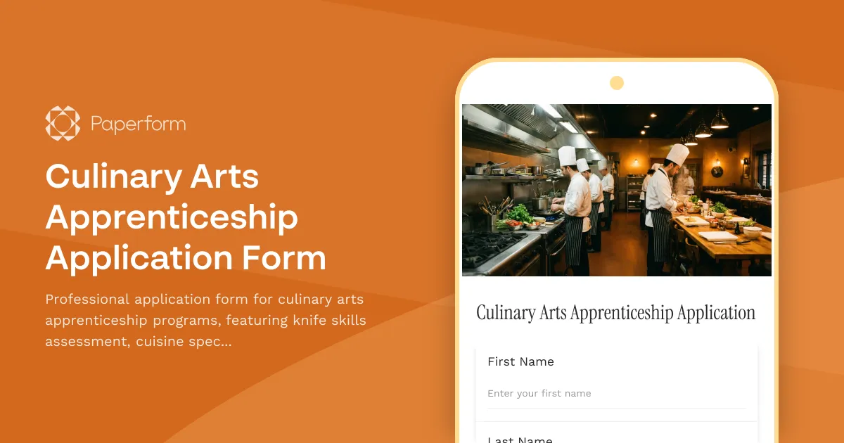 Culinary Arts Apprenticeship Application Form