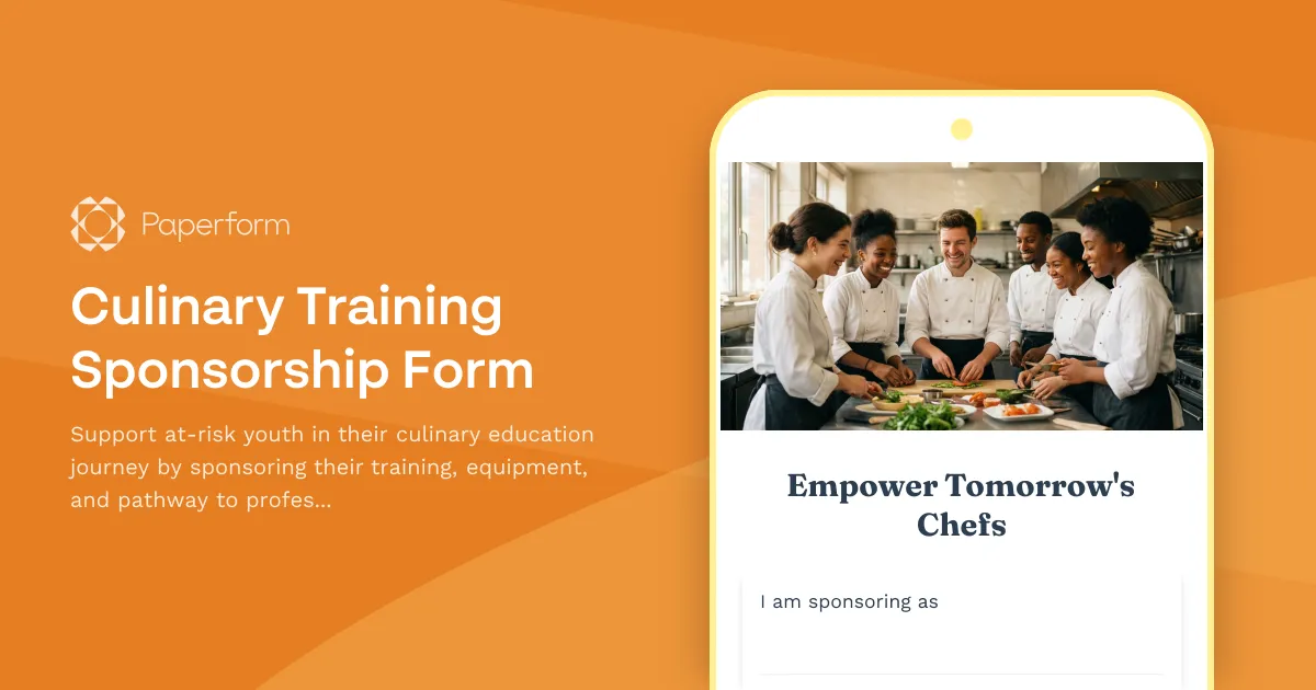 Culinary Training Sponsorship Form